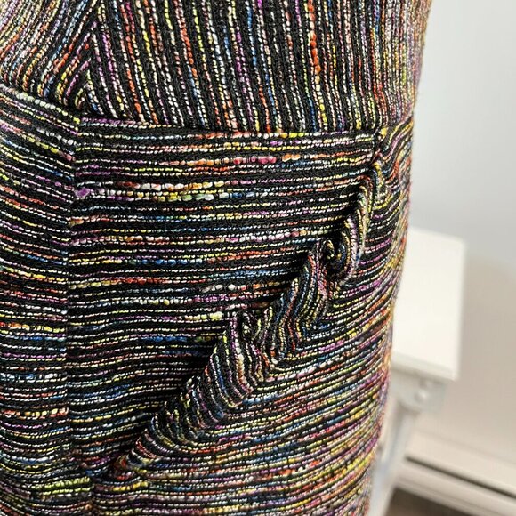 Ann Taylor Loft Women's Black Multi Stripe Tweed Skirt - Size 14 - Picture 3 of 5